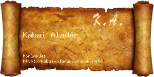 Kabai Aladár névjegykártya